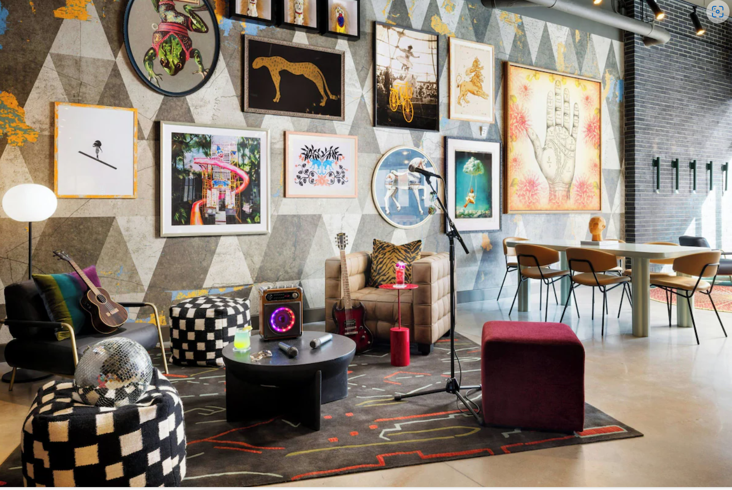 Live music lounge with guitars and eclectic art in downtown Allentown